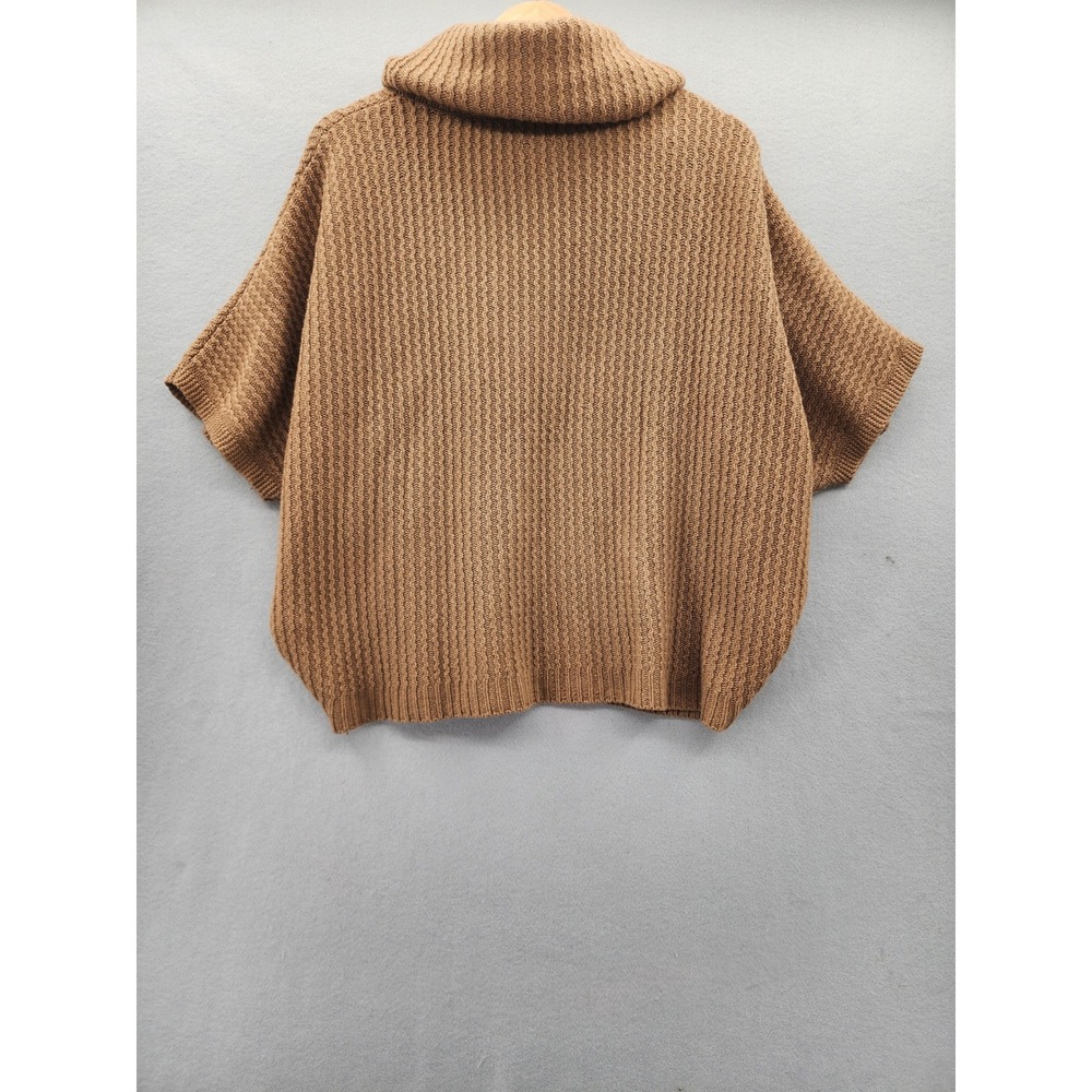 Massimo Dutti Italian Yarn Wool Cashmere Cowl Neck Poncho Sweater‎ Brown Medium - Picture 9 of 15